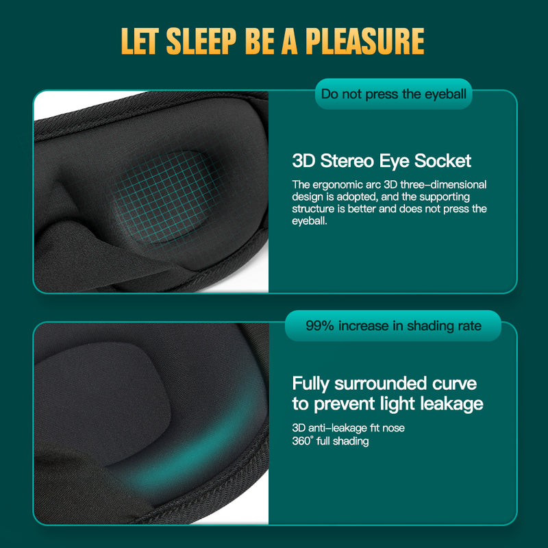 Máscara de sono 3D para viagens, Block Out, máscara leve para os olhos, ajuda suave para dormir, sombra respirável, Slaapmasker noturno