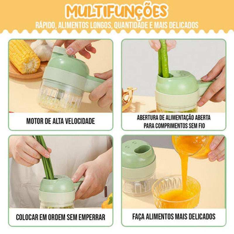 Mini Processador Elétrico Moedor Carne Vegetais Alho Fruta Amendoim Recarregável USB 250ml