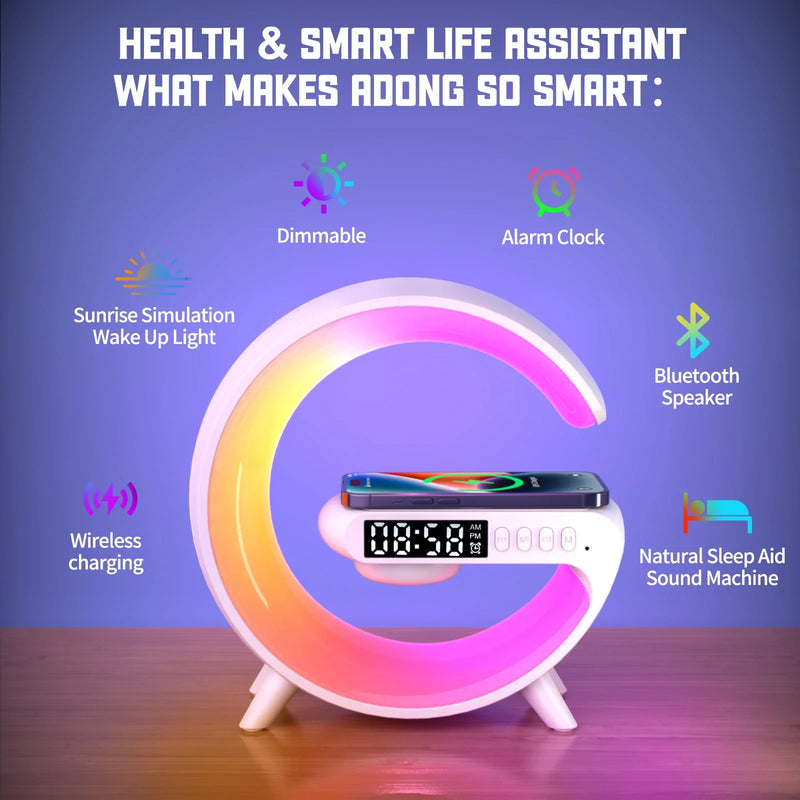 Multifunction Bluetooth Speaker TF RGB Night Light 15W  Wireless Charger Stand for iPhone Samsung Xiaomi Fast Charging Station