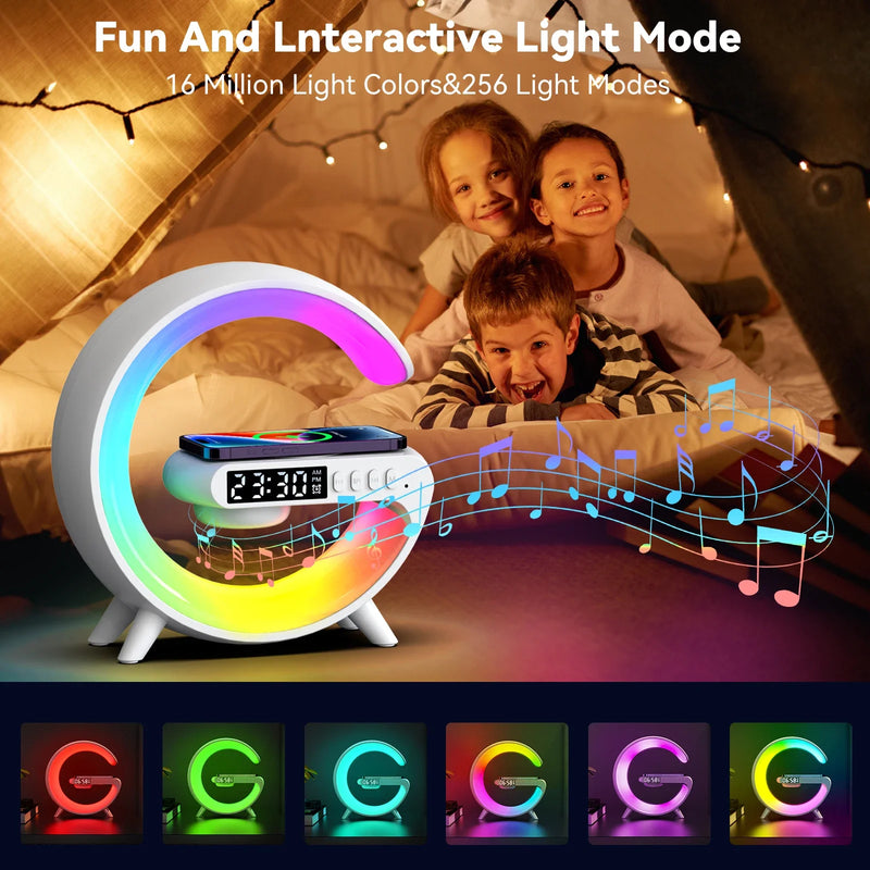 Multifunction Bluetooth Speaker TF RGB Night Light 15W  Wireless Charger Stand for iPhone Samsung Xiaomi Fast Charging Station