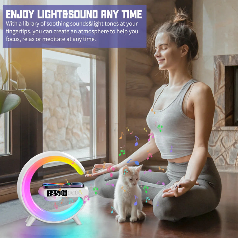 Multifunction Bluetooth Speaker TF RGB Night Light 15W  Wireless Charger Stand for iPhone Samsung Xiaomi Fast Charging Station