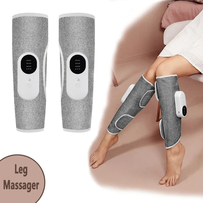 Massageador de perna elétrica sem fio Massageador de compressão de ar Compressa quente Pressoterapia de panturrilha Joelho Airbag Wrap para circulação sanguínea