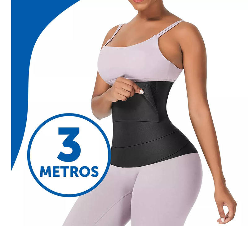 Cinta Modeladora INVISÍVEL Faixa Cintura Queima Gordura Preta Wrap Waist Trainer